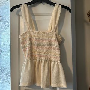 Madewell texture and thread peplum tank top, size medium